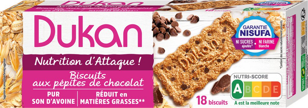 Regime Dukan Biscuits son d'avoine chocolat sans sucres ajoutés -   Chocolats