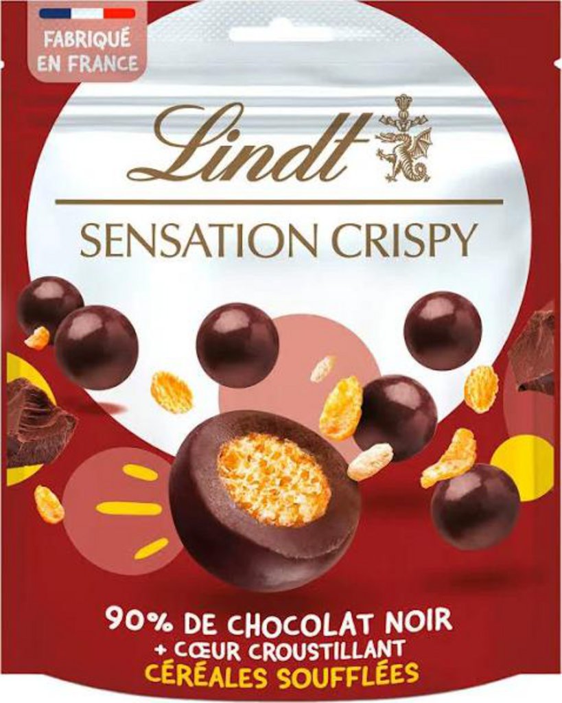 Lindt Sensation Crispy Céréales soufflées 90% de Chocolat Noir 140g -   Chocolats