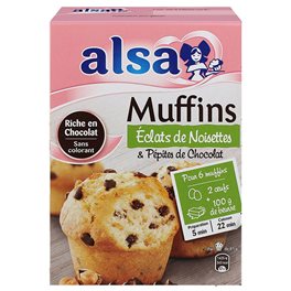 Alsa Préparation Muffins Chocolat Noisettes (lot de 2)