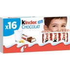 Kinder Chocolat Bâtonnets Barres chocolatées fourrées au lait 200g x16