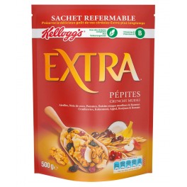 Kellogg's Kellogg’s Extra Pépites Crunchy Muesli Airelles Noix De Coco Pommes Raisins Rouges et Bananes 500g (lot de 3)