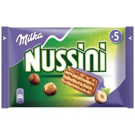 Milka Gaufrettes Nussini Chocolat Noisettes par 5 Barres 31,5g (lot de 3 soit 15 barres)