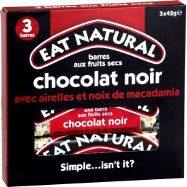 Eat Natural Barres chocolat noir airelles macadamia sans gluten