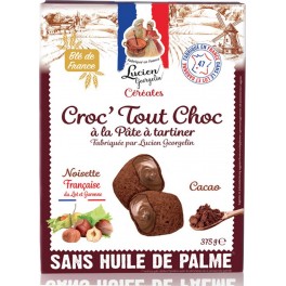 Lucien Georgelin Cereales Biscuits fourrés chocolat pâte à tartiner croc'tout chic