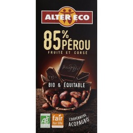 85 Alter Eco Chocolat bio noir Pérou 85% ALTER ECO