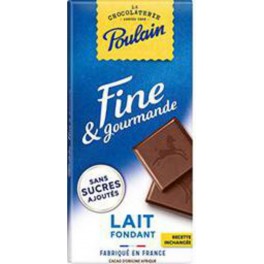 Poulain Ligne Gourmande Chocolat lait fondant sans sucres ajoutés 100g