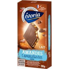 IVORIA LAIT AMANDE CARAMEL 200G CHOCOLATS TABLETTE BLOCS GOURMANDS