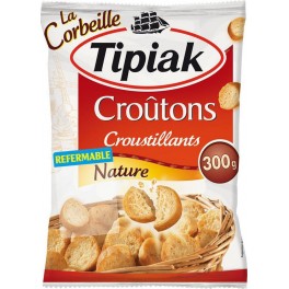 Tipiak La Corbeille Croûtons Croustillants Nature Format Familial Refermable 300g