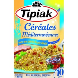 Tipiak Céréales Méditerranéennes avec une Pointe de Persillade Blé Épeautre Tomates par 2 Sachets 400g