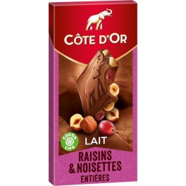 Côte d'Or Côte d’Or Lait Raisins & Noisettes Entières 180g