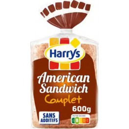 HARRYS American Sandwich Pain de mie Complet Grandes Tranches 600g (lot de 6)
