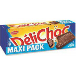 DELICHOC Biscuits sablés nappés de Chocolat au Lait MAXI PACK 300g