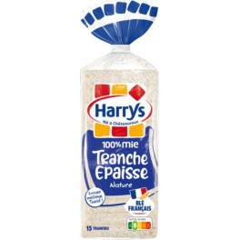 Harrys Pain de mie 100% mie Tranches Epaisses Sans sucres ajoutés 500g