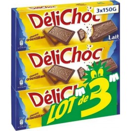 Délichoc Biscuits croustillants Chocolat au Lait 3x150g