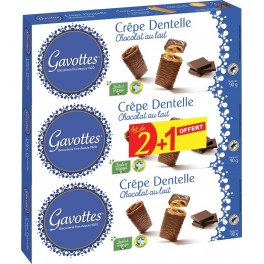 Gavottes Crèpes Chocolat Au lait 2x90g+90g offert x3