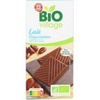 Bio Village Tablette Chocolat au Lait 40% Cacao BIO 100g (lot de 2)