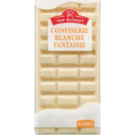 TOP BUDGET CHOCOLAT BLANC CONFISERIE BLANCHE FANTAISIE 4X100G 400g