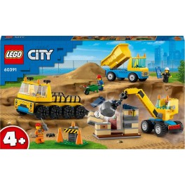 LEGO 60391 City Les Camions de Chantier et la Grue à Boule de Démolition