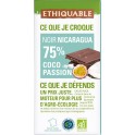 ETHIQUABLE Tablette De Chocolat Noir 75% Coco Passion Nicaragua Bio la tablette de 100g