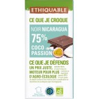 ETHIQUABLE Tablette De Chocolat Noir 75% Coco Passion Nicaragua Bio la tablette de 100g