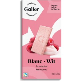 GALLER Tablette de chocolat blanc framboise la tablette de 80g