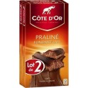 COTE OR Tablette de chocolat praliné fondant lait COTE D'OR les 2 tablettes de 200g