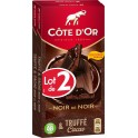 COTE OR Tablette de chocolat noir truffé cacao COTE D'OR les 2 plaques de 190g