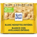 RITTER Tablette de chocolat blanc et noisettes entières la tablette de 100g