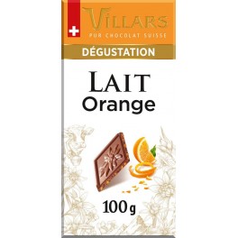 Villars Tablette chocolat Lait écorce orange confite-100g